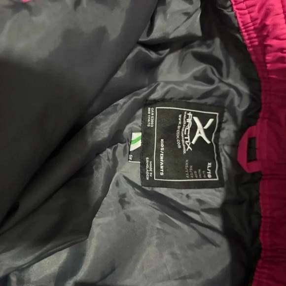 Arctix Insulated Bib Overalls Ski Snow Pants Pink/Black Large Youth /Small Women - Picture 6 of 7